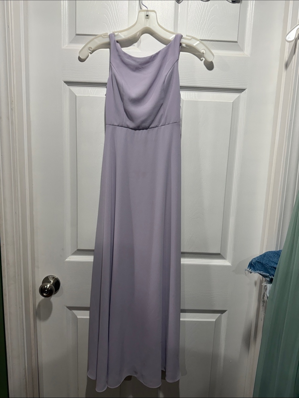 Lilac Sleeveless Cowl Neck Youth Bridesmaid Dress